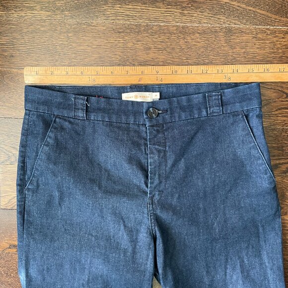 Tory Burch Dark Denim Etta Cuffed Jeans PantsTrousers-Size 28 - Picture 10 of 14